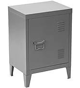 FurnitureR Storage Metal Standing Cupboard, Side Organizer with 1 Door 3 Tier Shelves Filing Cabi...