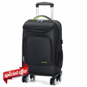 Lekespring Leather Backpack Trolley Business Backpack with Removable Wheels
