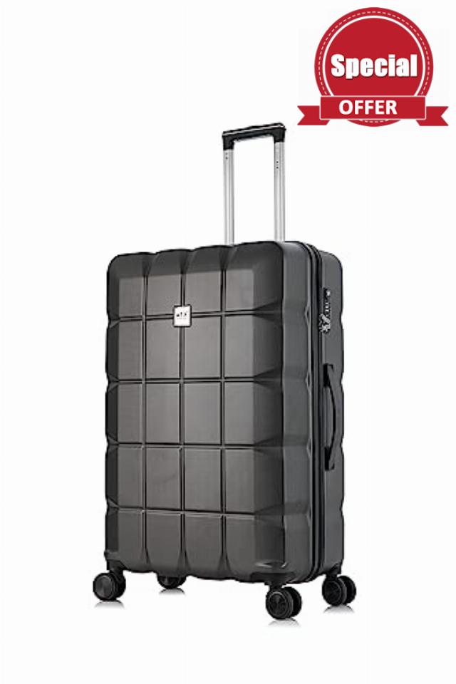 ATX Luggage Suitcase Large Super Lightweight ABS Hard Shell Suitcase with 4 Dual Spinner Wheels and Built-in TSA Lock (Gun Metal Grey