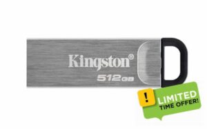 Kingston DataTraveler Kyson USB 3.2 Gen 1 Flash Drive 512GB - Stylish Capless Metal Case