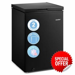 COMFEE' RCC100BL2(E) 99L Freestanding Black Chest Freezer with Adjustable Thermostats