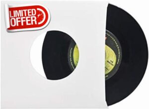 Vision Media® 12'' Vinyl White Card Record Sleeve with Hole - Premium Quality Disco Bags - 20pcs