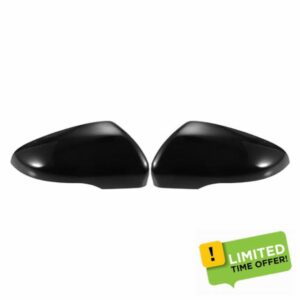 X AUTOHAUX Pair Car Rear View Driver Passenger Side Mirror Cover Cap Replacement Gloss Black for Volkswagen Golf MK6 Touran Mirror Guard Covers Decoration Trims