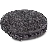 Elezay CD Storage Punk Black PU Leather Round CD Case 20 Disc Capacity Portable CD Wallet with Ha...