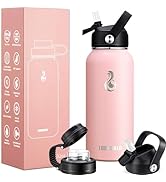 Lumesner Vacuum Insulated Stainless Steel Water Bottle,1200ml/950ml/650ml- 2 Lids (Straw Lid and ...