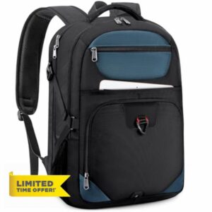 NEWHEY Laptop Rucksacks for Men Large Travel Backpack for Men Water Resistant Laptop Backpack 17 Inch Business College Backpack Gaming Computer Backpack with USB Charging Port Blue