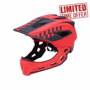 Joyyko Kids Bike Helmet Kids Full Face Bike Helmet 52-58CM Detachable 2-In-1 Boys and Girls With Chin Adjustable Breathable Kids Sports Helmet for Cycling Skateboarding Roller Skating