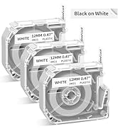 M960 Label Tape - Black on White, 12mm * 8m Thermosensitive Synthetic Paper, Suitable for Organiz...