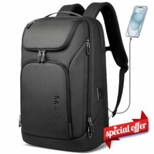 Backpack Mens 30L Large Laptop Backpack 17.3 Inch Rucksack for Men with USB Charging Port Laptop Bag Anti-Theft Travel Backpack Waterproof Carry on backpack For Work Office Business College-Black