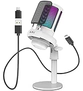 NJSJ USB Gaming Microphone Kit for PC, RGB Condenser Microphone Podcast Mic with Monitoring Jack,...