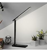 LQWELL LED Desk Lamp Dimmable Metal Material, 5 Colors and 10 Brightness Levels, Eye-Friendly Be...
