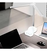 LQWELL Double Head Desk Lamp LED Dimmable, Dual Swing Arm LED Table Lamp, 5 Colors and 10 Bright...