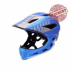 Joyyko Kids Bike Helmet Kids Full Face Bike Helmet 52-58CM Detachable 2-In-1 Boys and Girls With Chin Adjustable Breathable Kids Sports Helmet for Cycling Skateboarding Roller Skating