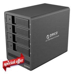 ORICO 4-Bay Aluminium Hard Drive RAID Tray-Less Enclosure Built-in Power Adapter for 4x 3.5 Inch SATA III HDD Support RAID 0/1/3/5/10/JBOD/Single Mode