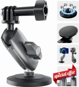 VIDIFY Aluminium 360° Double Ball Rotation Magnetic Clamp Mount Heavy Duty Magnet Camera Mount for GoPro Insta360 X4