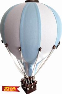 Hot Air Balloon Decor Nursery | Baby Kids Room Hanging Mobile Set (Blue