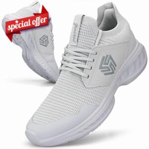 Giniros Mens Trainers Running Walking Shoes Lightweight Sport Athletic Gym Fitness Fashion Training Sneakers Casual Comfortable Breathable Flat Mesh Tennis Shoes Outdoor Jogging