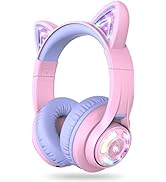 iClever Kids Bluetooth Headphones, BTH03 Colorful LED Lights, Stereo Sound with MIC, Volume Limit...