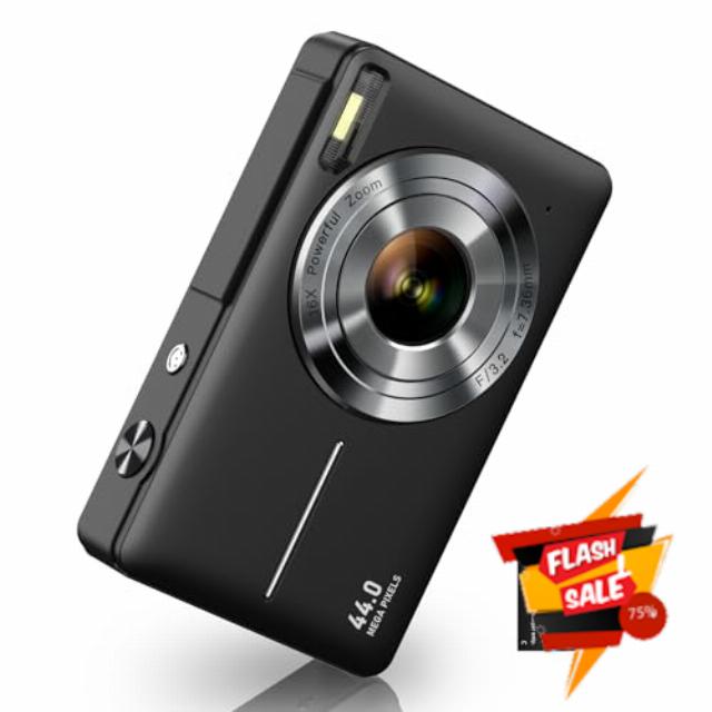 Digital Camera 1080P FHD Compact Camera 44MP Camera 16X Digital Zoom Simple Vlogging Camera Portable Digital Camera for Kids Teen Students Seniors Beginner (Black)