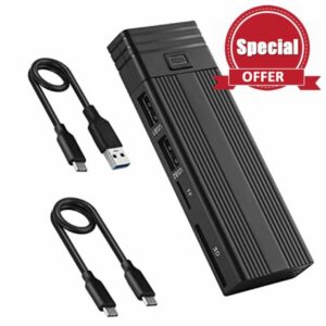 TPPIG 2 in 1 Type C to M.2 NGFF NVME to USB3.0 3.2 10G SSD Enclosure Solid State Drive Box+HUB
