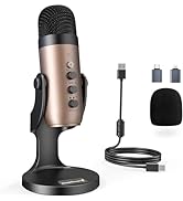 zealsound USB Microphone, k66 Pearly White Condenser Podcast Mic for Mac PC Phone PS4&5, with Mut...
