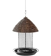 GYMAX Outdoor Bird Feeder, 2-in-1 Birds Feeding Station with 2 Tubes, Weatherproof Hanging Wild B...