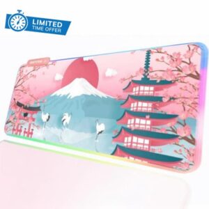 JMIYAV Pink RGB Gaming Mouse Pad PC XL Large Extended Glowing Led Light Up Desk Pad Non-Slip Rubber Base Computer Keyboard and Mouse Pad Cool Cute Mousepad Mat 80 * 30cm PJfl001