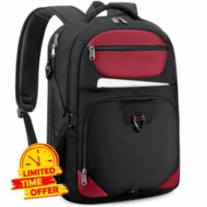 NEWHEY Laptop Rucksacks for Men Large Travel Backpack for Men Water Resistant Laptop Backpack 17 Inch Business College Backpack Gaming Computer Backpack with USB Charging Port Red