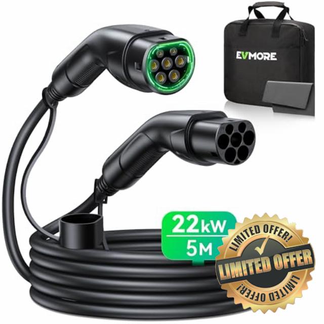 Evmore Type 2 EV Charging Cable 22kW 32A