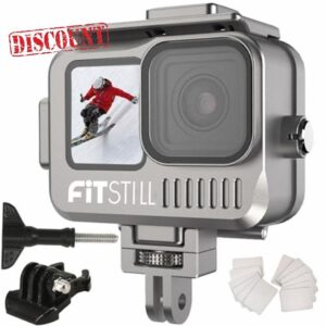 FitStill 45M/147FT Aluminum Alloy Waterproof Case for Go Pro Hero12/Hero11/ Hero10/ Hero9 Black