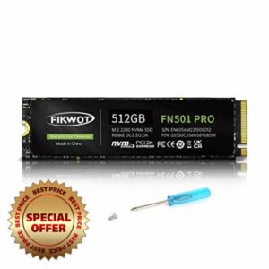 Fikwot FN501 Pro 512GB NVMe SSD - M.2 2280 PCIe Gen3 x4 Internal Solid State Drive with Graphene Cooling Sticker