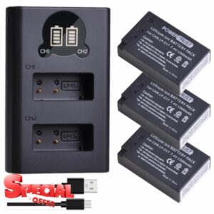 PowerTrust 3Pcs LP-E17 Battery and Charger for Canon EOS 800D