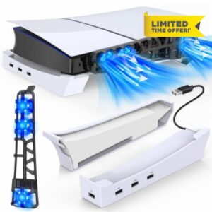 MENEEA PS5 Slim Horizontal Stand with Slient Cooling Fan