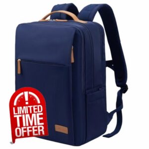 Hp hope Laptop Backpack for Women Men Travel Durable Backpacks Carry On with USB Charging Port RFID Pocket Fits 15.6 Inch Waterproof Resistant Luggage Business Weekender Bag 22L Blue