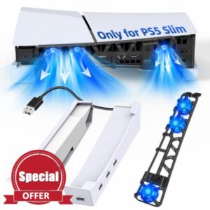 FASTSNAIL Horizontal Stand & Cooling Fan for PS5 Slim Digital/Disc