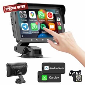 WQQBFF Enhanced 7" HD Dual Display Car Stereo: Wireless Apple CarPlay & Android Auto
