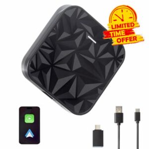 2-IN-1 Wireless Carplay Adapter for Apple CarPlay and Android Auto 2024 Carplay Adapter Plug & Play 5GHz WiFi Compatible with 99% Car Models Supports iOS10+ & Android11+