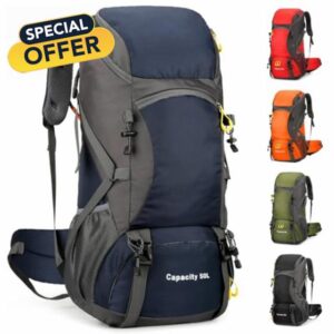 jianyana Hiking Backpack Waterproof 50L Foldable Rucksack Lightweight Travel Backpack with Rain Cover for Camping Trekking Hiking Walking Outdoor Sports for Women Me
