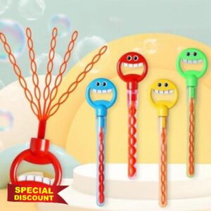 New Cute 32 Folding Face Bubbles Multiple Times Bubble Blowing Children's Outdoor Girl Toy 10ml Bubble Machine Stick Toy Face Bubbles Maker Garden Toys Party Bag Fillers for Kids