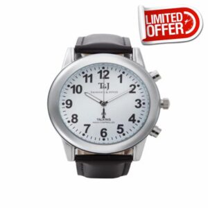 Tavistock and Jones T&J Mens Radio Controlled Atomic Talking Speaking Watch with Black Leather Strap