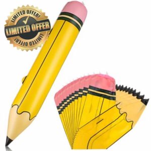 Vaguelly 12 Pcs Inflatable Pencils Jumbo Blow up Pencils Large Inflatable Pencils Decorations Giant Pencils Prop for Kids Party Favors Classroom School Supplies