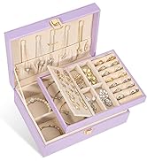 Voova Jewellery Box Organiser for Women Girls, 2 Layers Large Jewelry Storage Case, PU Leather je...
