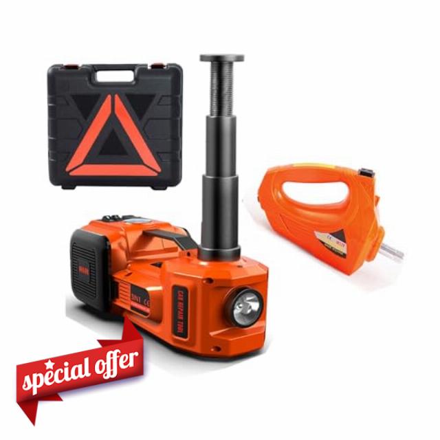 KINGCAV 5 Tons Electric Car Jack Kit Hydraulic Floor Jack 12V Emergency Car Kit 155-450mm Lifting Range Car Jack Trolley with Wrench Spanner Air Inflating