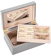 Voova Wooden Jewellery Box Organiser for Women Girls, Deluxe Piano Paint Jewelry Storage Case wit...