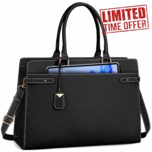 NEWHEY Laptop Bags for Women 15.6 Inch Tote Bag Handbags Women Large Work Bags PU Leather Shoulder Bag Ladies Briefcase for Office Business Shopping School