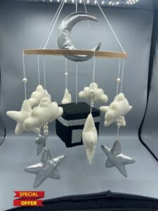 Quran Cube Baby Cot Mobile Player Cot Toy with Rotating Kaaba Display