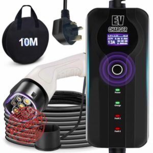 EV Charger 10M Type 2 UK 3 Pin Portable 8~13A Type 2 Charging Cable with Bag