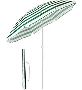 Sekey 1.6m Beach Umbrella with Umbrella Cover, Stable Parasol with Eight Ribs for Balcony, Garden...