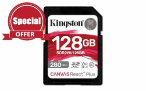 Kingston Canvas React Plus V60 SD 128GB SDXC UHS-II 280R/100W U3 V60 for Full HD/4K