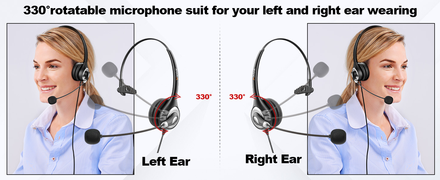 USB Headset with Microphone for PC Wired Headphones